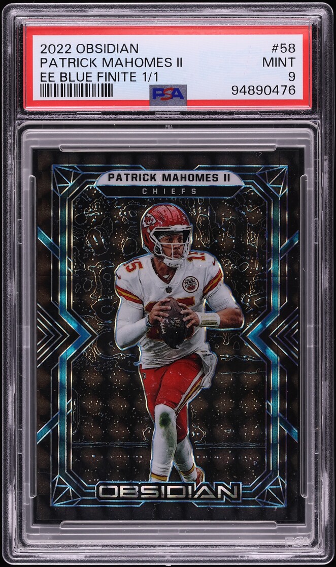 2022 Panini Obsidian Electric Etch Blue Finite Patrick Mahomes II 1/1 #58 PSA 9 MINT - Photo 1