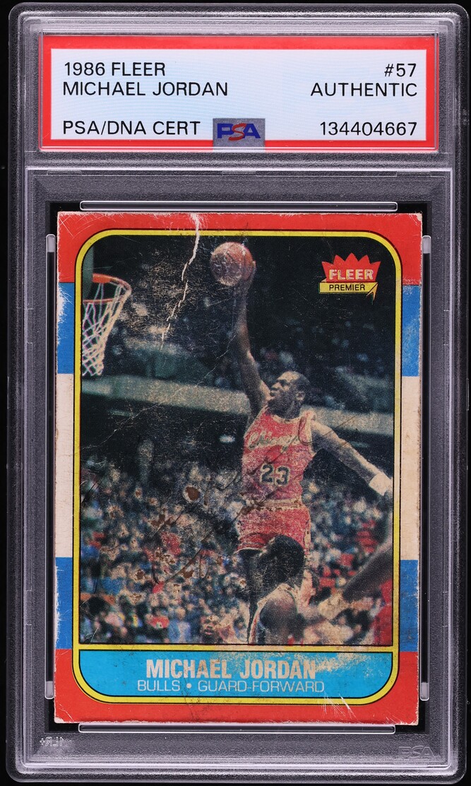1986 Fleer Basketball Michael Jordan ROOKIE AUTO #57 PSA AUTH - Photo 1