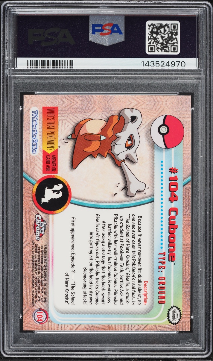 2000 Topps Chrome Pokemon TV Series 2 Cubone #104 PSA 10 GEM MINT