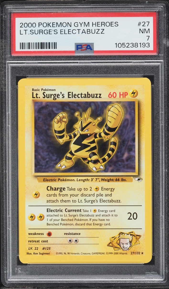 2000 Pokemon Gym Heroes Lt. Surge's Electabuzz #27 PSA 7 NRMT