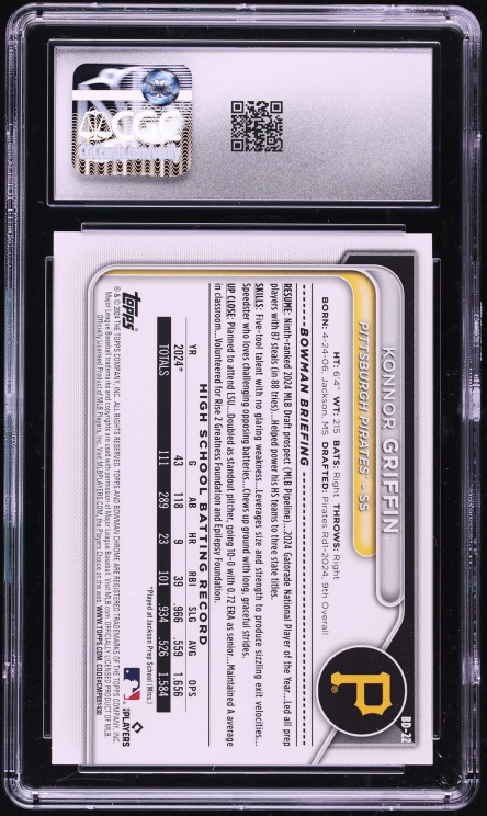 2024 Bowman Draft Konnor Griffin PROSPECT #BD-22 CGC 9.5 MINT+