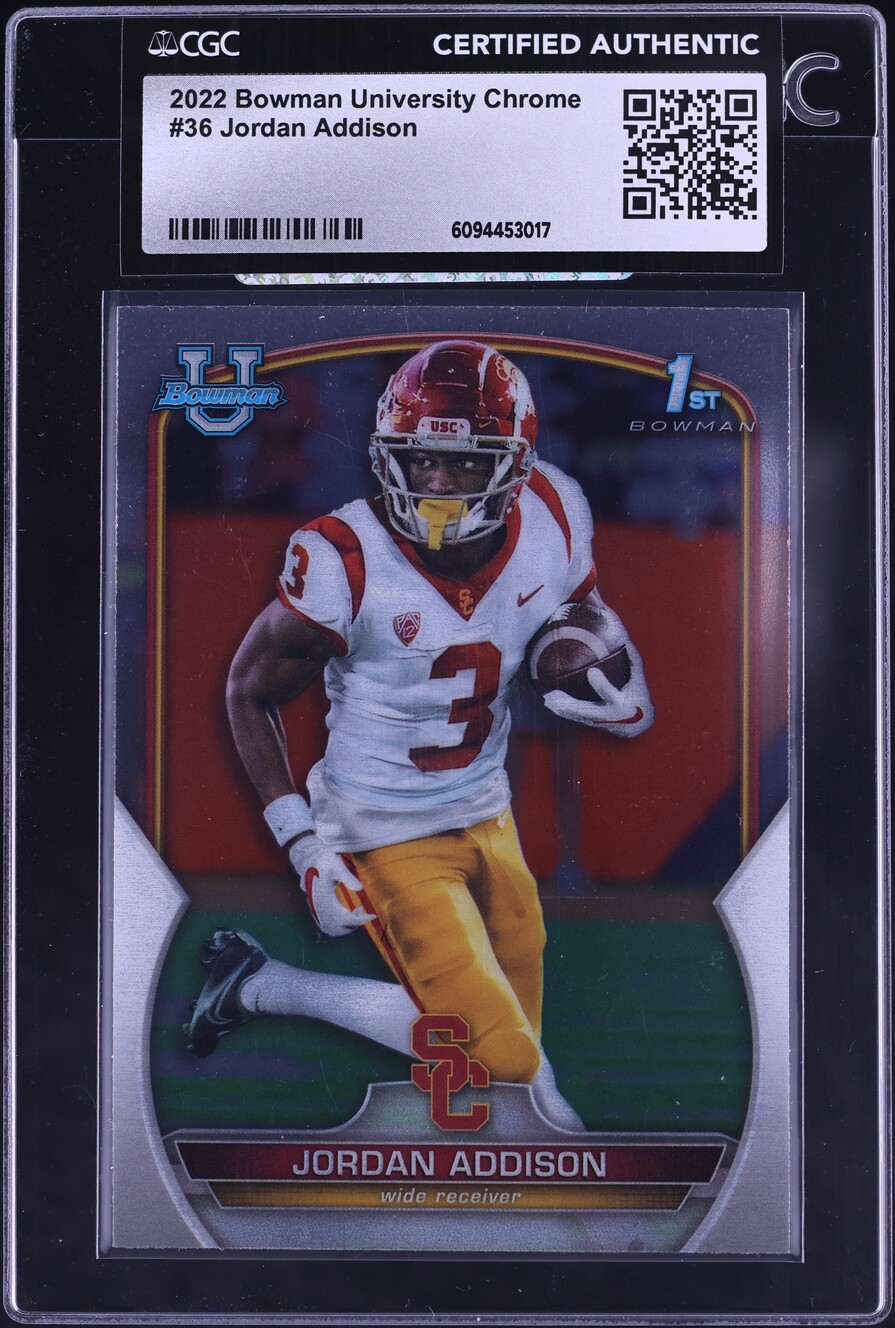 2022 Bowman Chrome University Jordan Addison ROOKIE #36 CGC AUTH