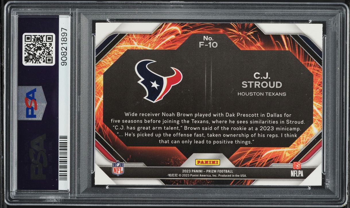 2023 Panini Prizm Fireworks C.J. Stroud ROOKIE #F-10 PSA 9 MINT
