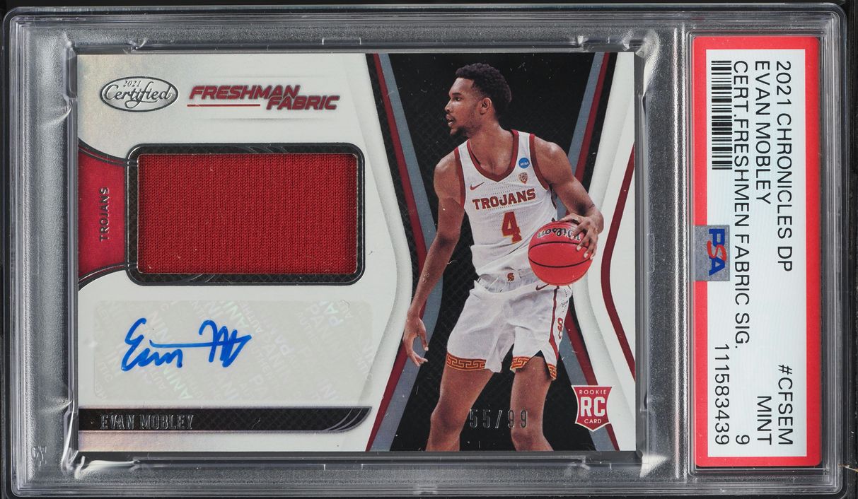 2021 Panini Chronicles Draft Picks Certified Evan Mobley RC PATCH AUTO /99 PSA 9