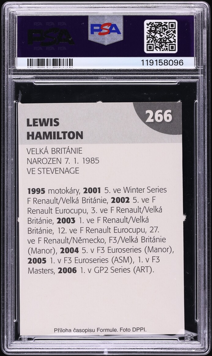 2007 Formule & Moto GP F1 Lewis Hamilton ROOKIE #266 PSA 9 MINT