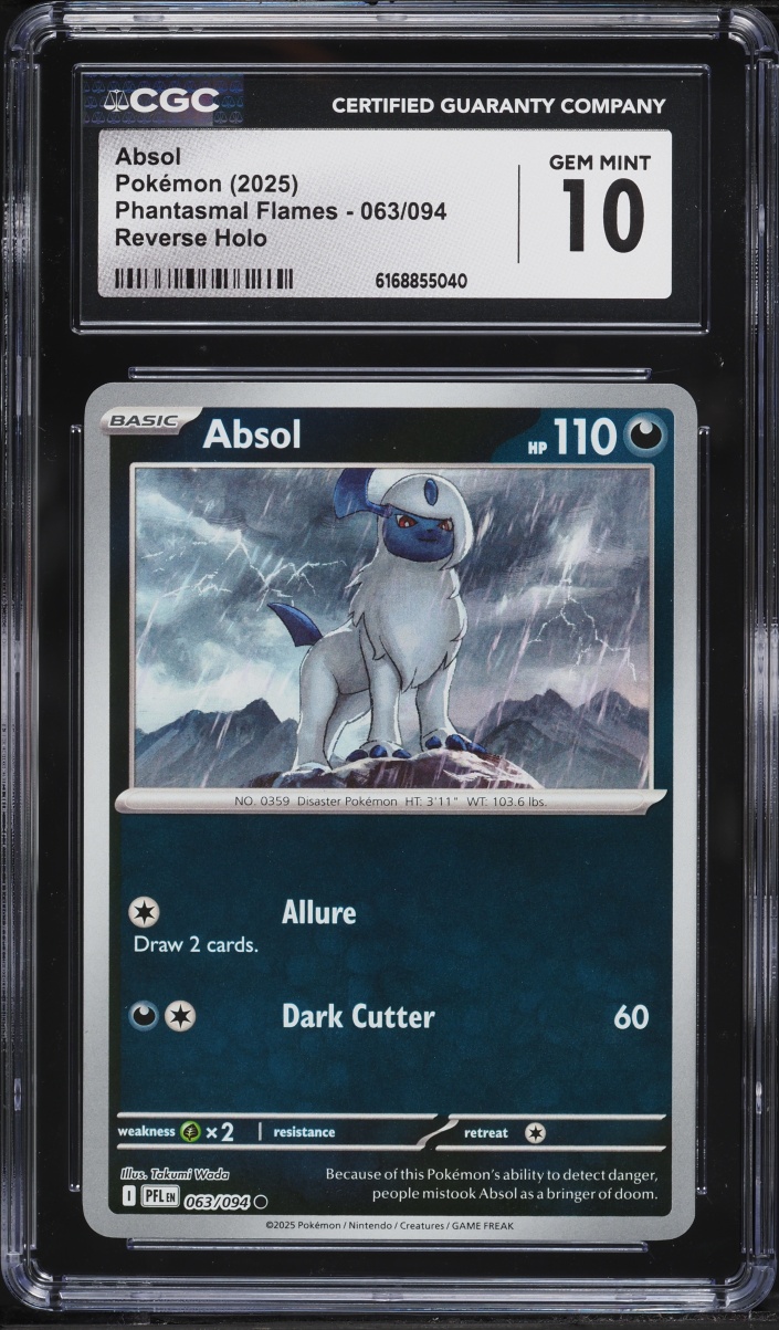 2025 Pokemon Mega Evolution Phantasmal Flames Reverse Holo Absol #063 CGC 10 GEM MINT