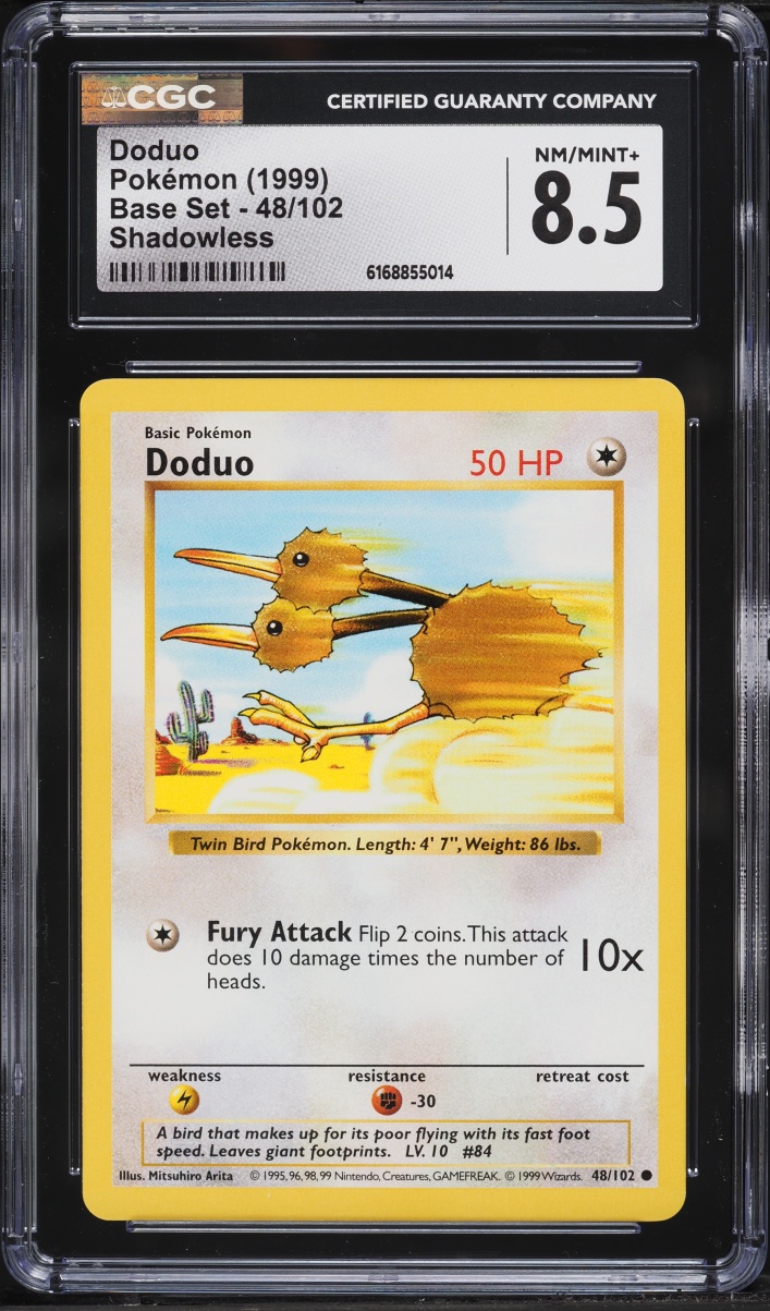 1999 Pokemon Base Set Shadowless Doduo #48 CGC 8.5 NM-MT+