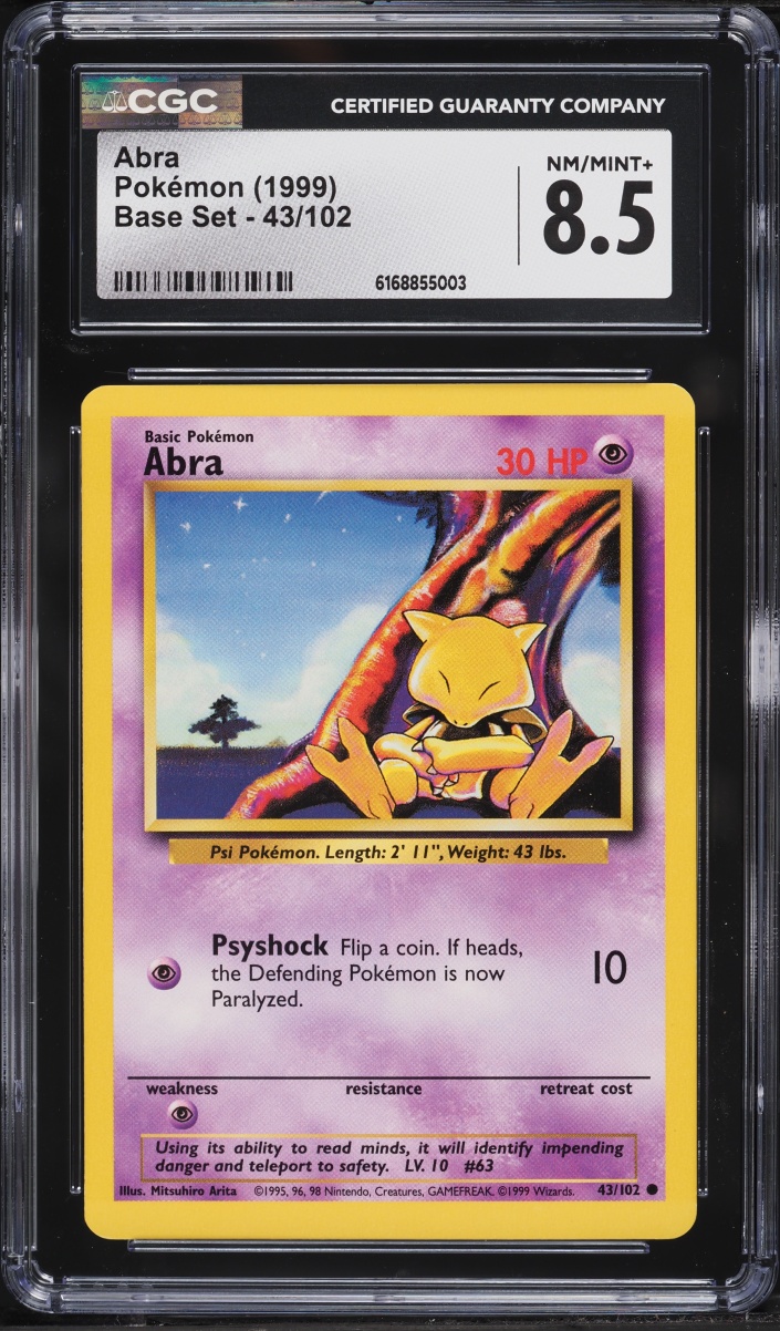 1999 Pokemon Base Set Abra #43 CGC 8.5 NM-MT+