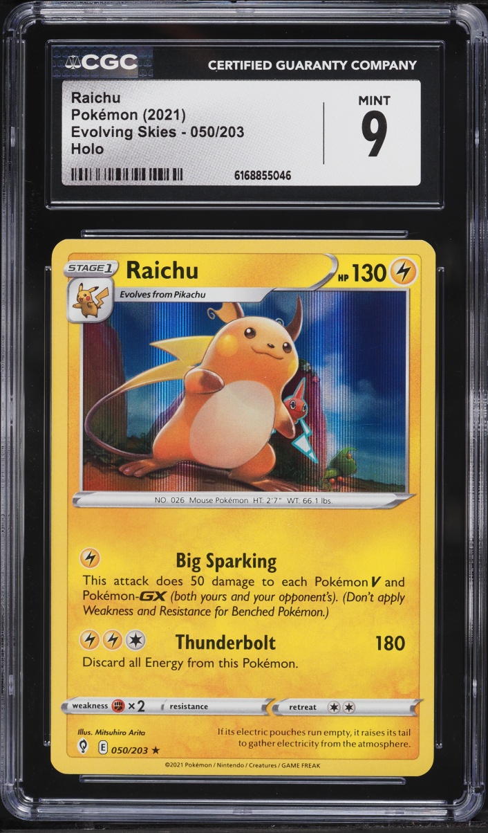 2021 Pokemon Sword & Shield Evolving Skies Holo Raichu #50 CGC 9 MINT