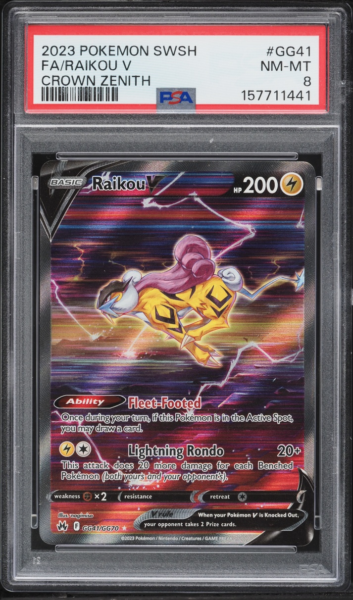 2023 Pokemon Sword & Shield Crown Zenith Alt Art Raikou V #GG41 PSA 8 NM-MT