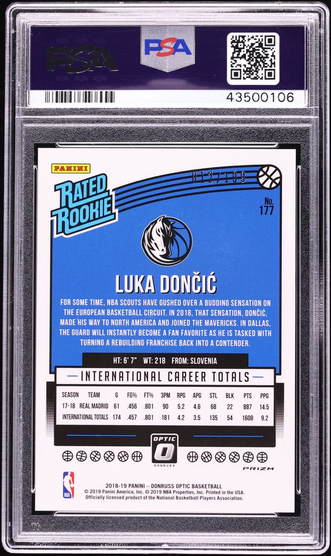 2018 Donruss Optic Orange Luka Doncic ROOKIE /199 #177 PSA 10 GEM MINT