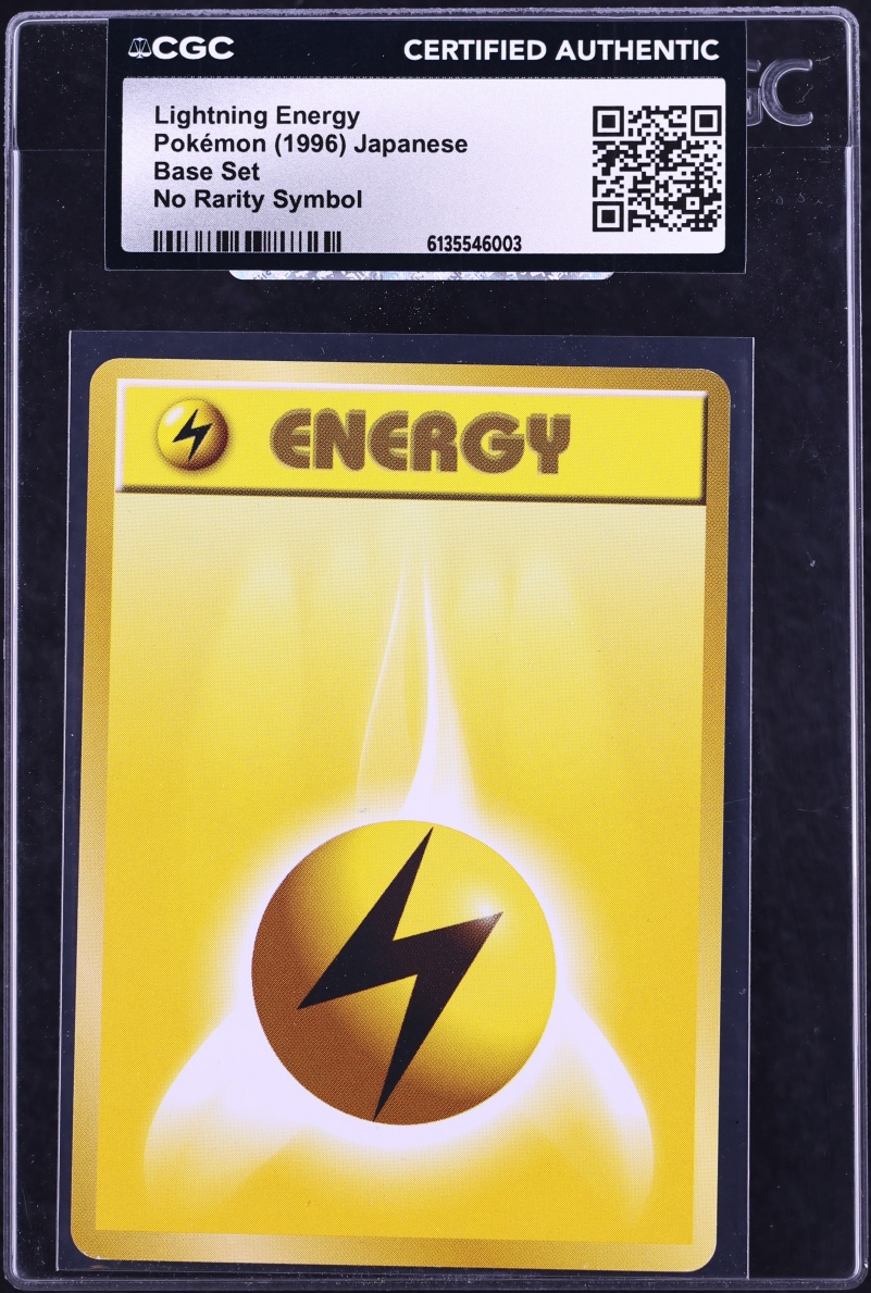 1996 Pokemon Japanese Base Set No Rarity Symbol Lightning Energy CGC ...