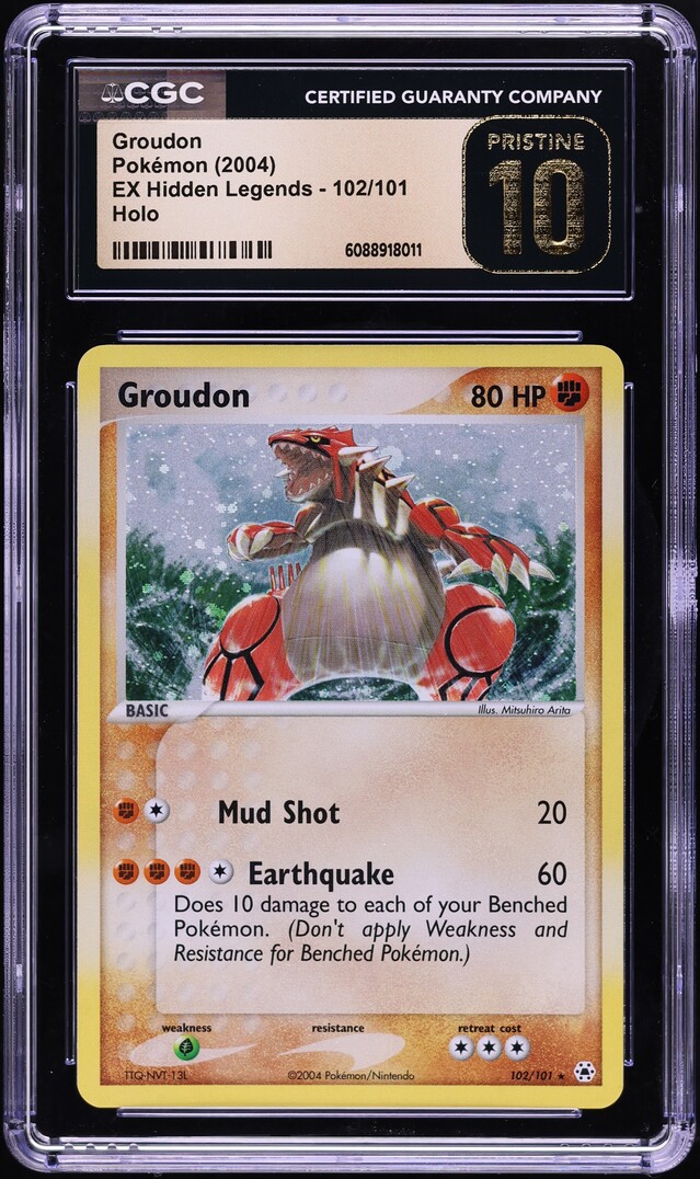 2004 Pokemon EX Hidden Legends Holo Groudon #102 CGC 10 PRISTINE