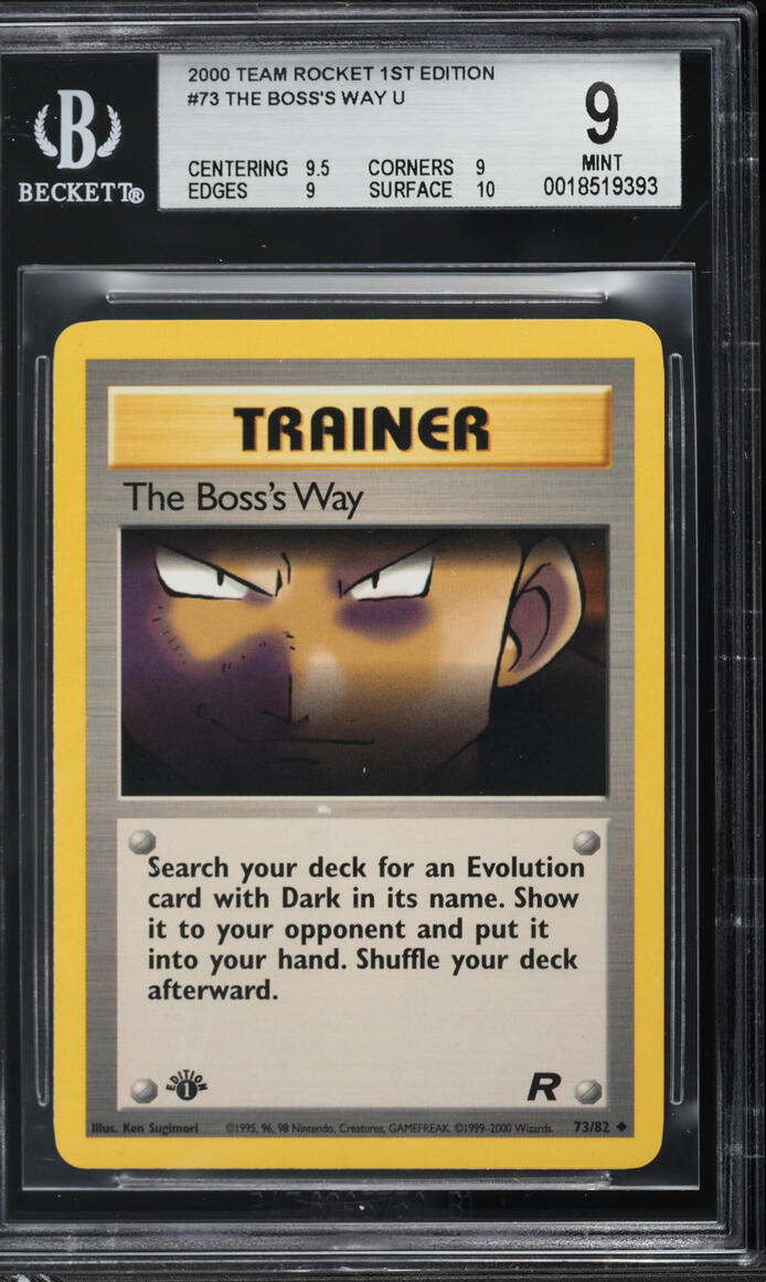 2000 Pokemon Team Rocket 1st Edition The Boss's Way #73 BGS 9 MINT