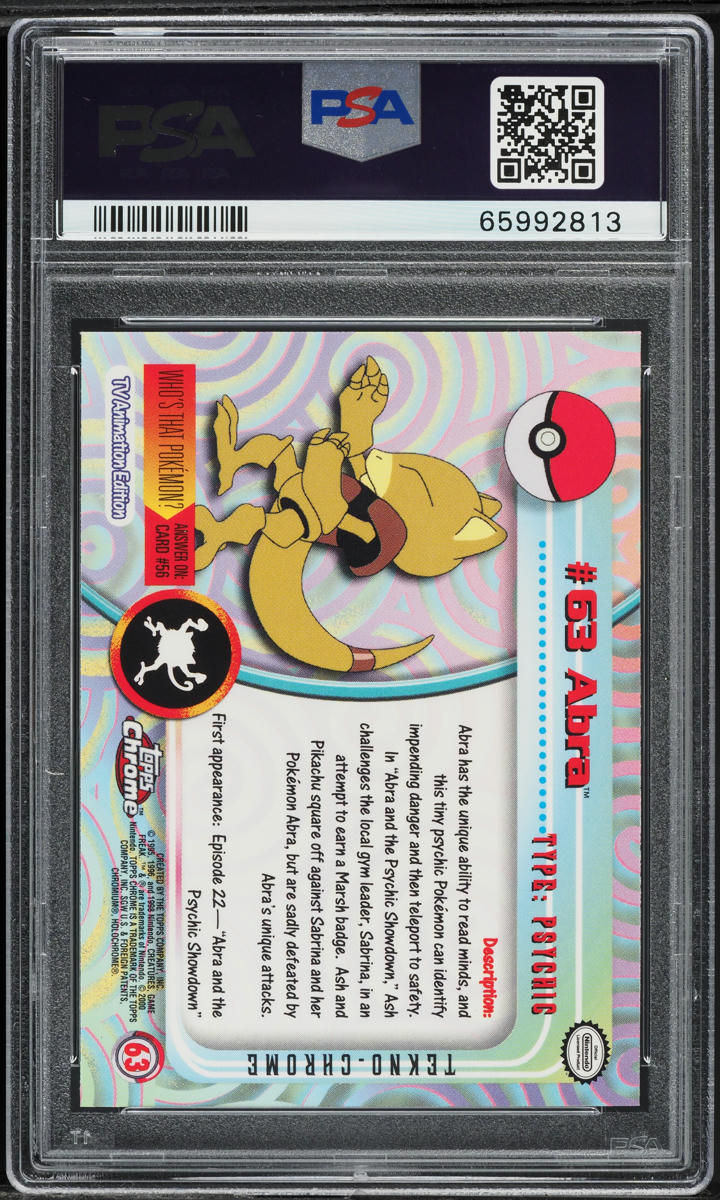 2000 Topps Chrome Pokemon Series 1 Tekno Abra #63 PSA 10 GEM MINT