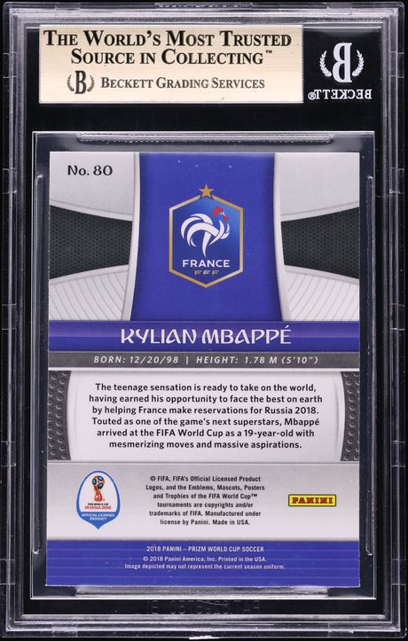 2018 Panini Prizm World Cup Kylian Mbappe ROOKIE #80 BGS 9.5 GEM MINT