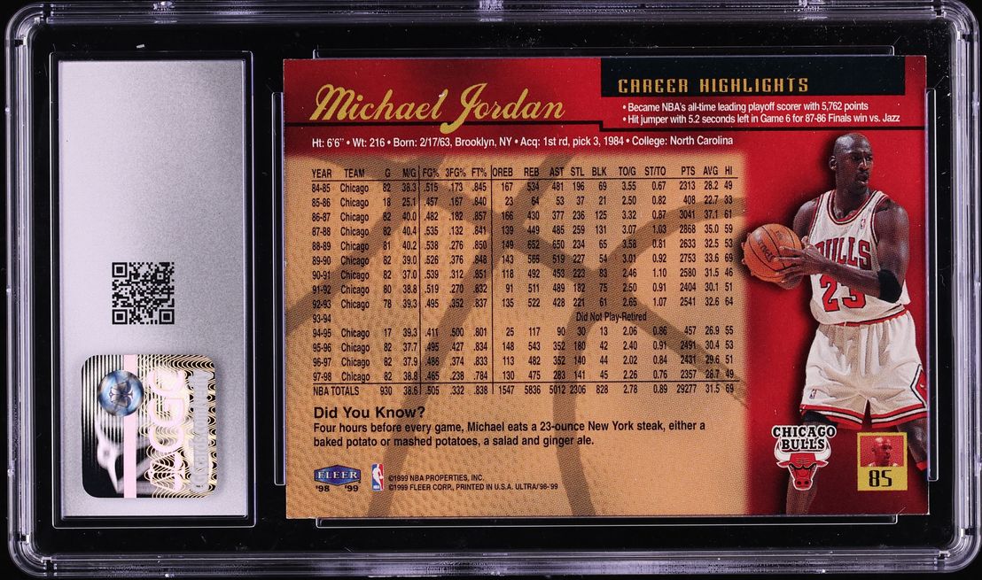 1998 Ultra Basketball Michael Jordan #85 CGC 9 MINT