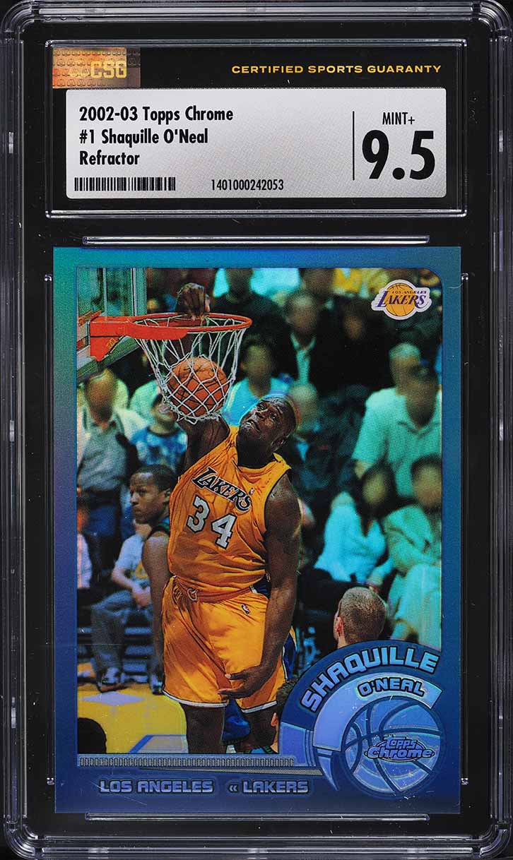 2002 Topps Chrome Refractor Shaquille O'Neal #1 CSG 9.5 GEM MINT