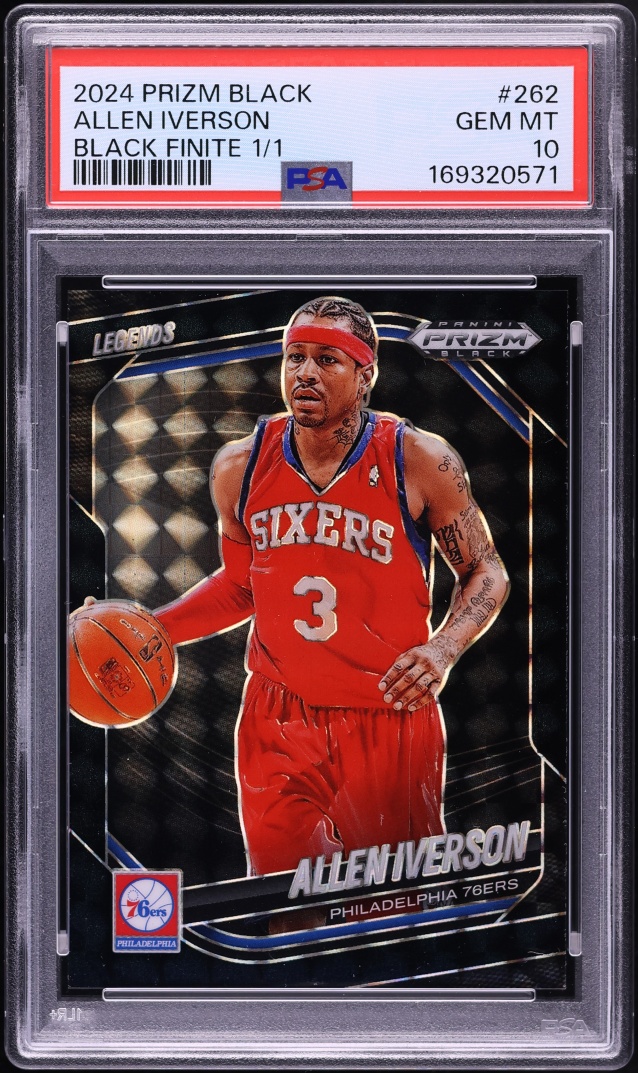 2024 Panini Prizm Black Finite Allen Iverson 1/1 #262 PSA 10 GEM MINT