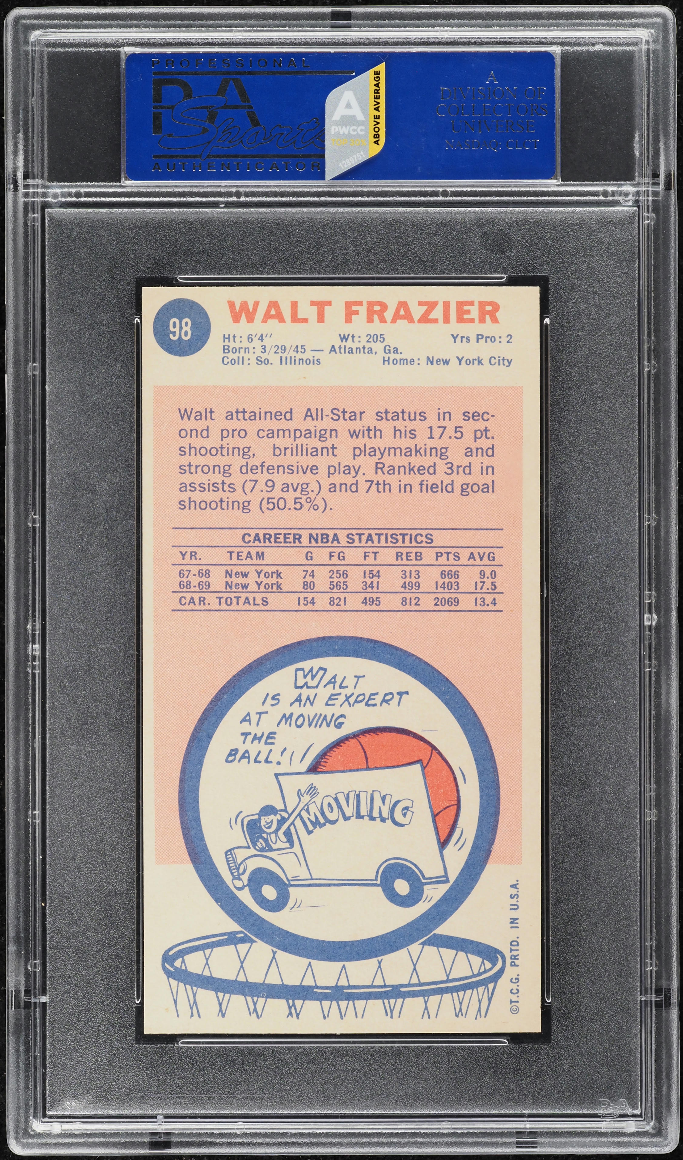 1969 Topps Basketball Walt Frazier ROOKIE #98 PSA 10 GEM MINT (PWCC-A)