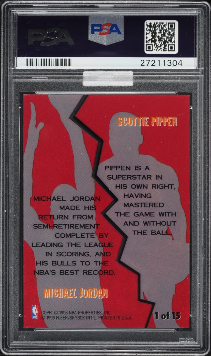 1996 Fleer Game Breakers Michael Jordan Scottie Pippen #1 MBA PSA 10 GEM MINT