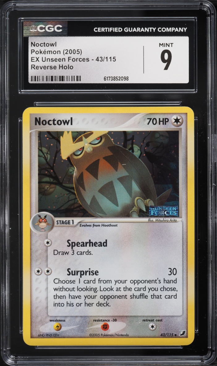 2005 Pokemon EX Unseen Forces Reverse Holo Noctowl #43 CGC 9 MINT