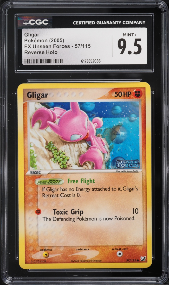 2005 Pokemon EX Unseen Forces Reverse Holo Gligar #57 CGC 9.5 MINT+
