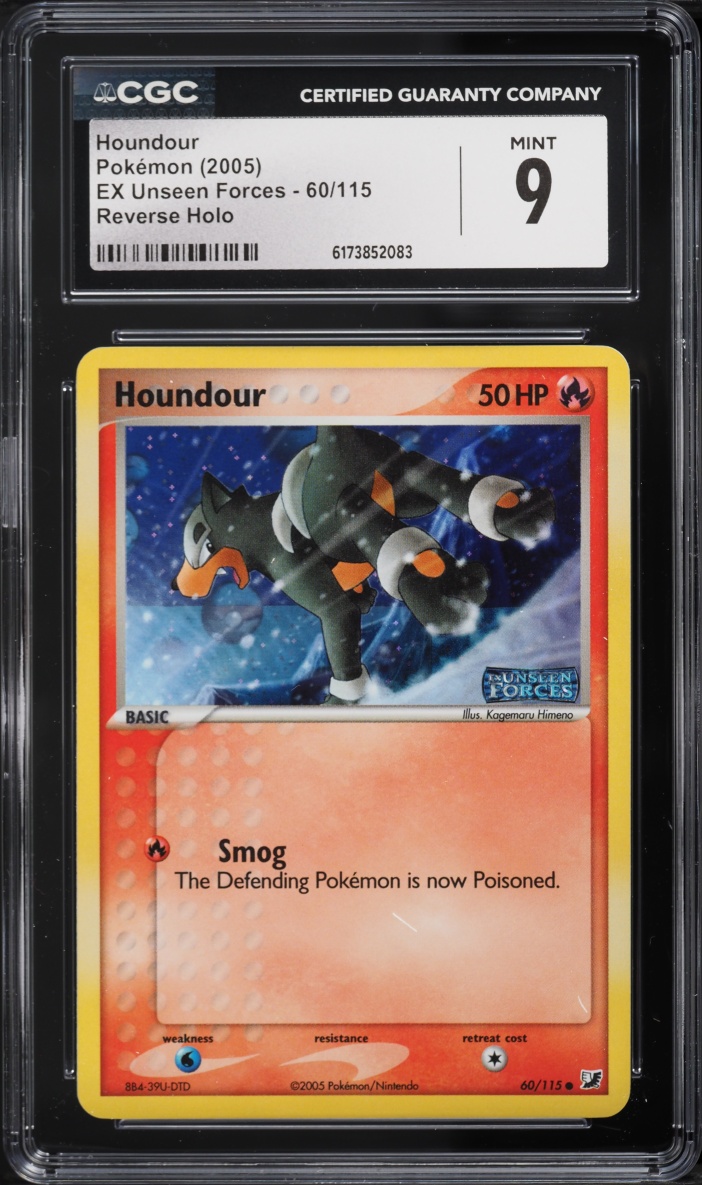 2005 Pokemon EX Unseen Forces Reverse Holo Houndour #60 CGC 9 MINT