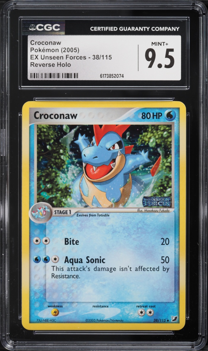 2005 Pokemon EX Unseen Forces Reverse Holo Croconaw #38 CGC 9.5 MINT+