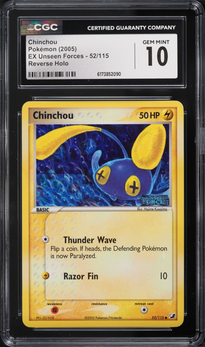 2005 Pokemon EX Unseen Forces Reverse Holo Chinchou #52 CGC 10 GEM MINT