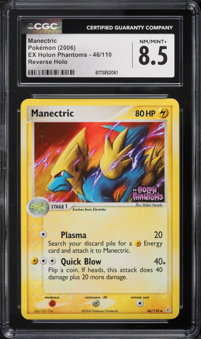 2006 Pokemon EX Holon Phantoms Reverse Holo Manectric #46 CGC 8.5 NM-MT+