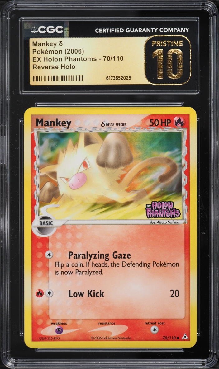 2006 Pokemon EX Holon Phantoms Reverse Holo Mankey #70 CGC 10 PRISTINE