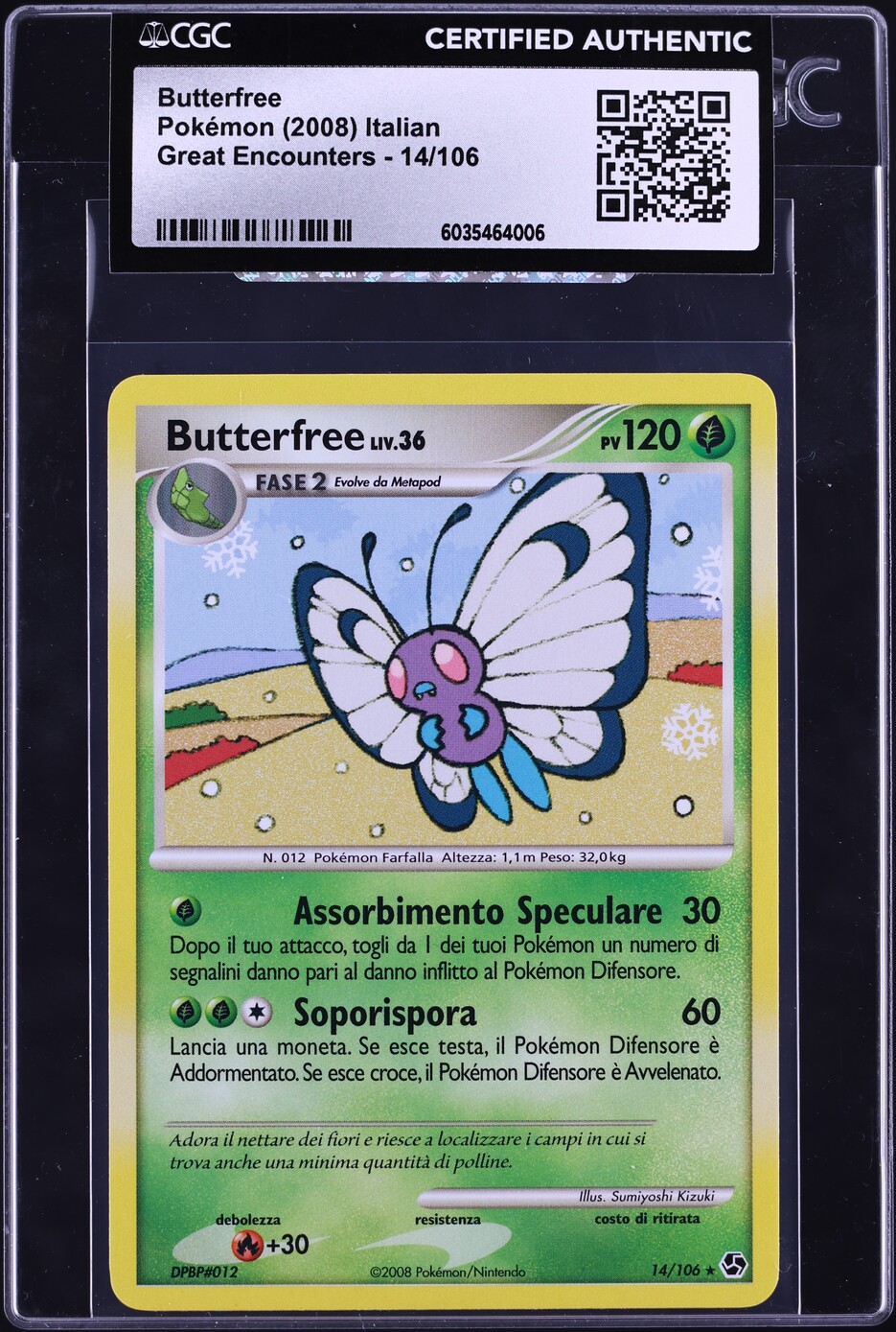 2008 Pokemon Italian Diamond & Pearl Great Encounters Butterfree #14 CGC AUTH