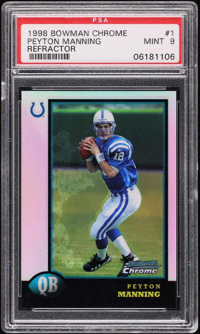 1998 Bowman Chrome Refractor Peyton Manning ROOKIE #1 PSA 9 MINT