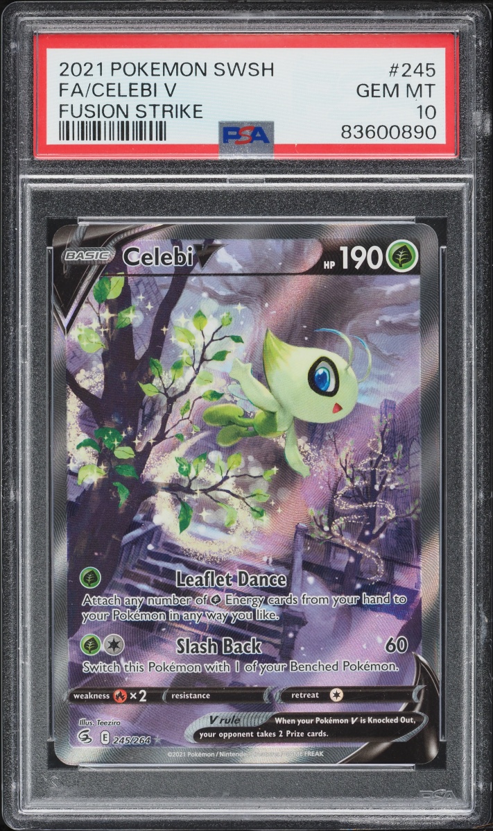 2021 Pokemon Sword & Shield Fusion Strike Alt Art Celebi V #245 PSA 10 GEM MINT