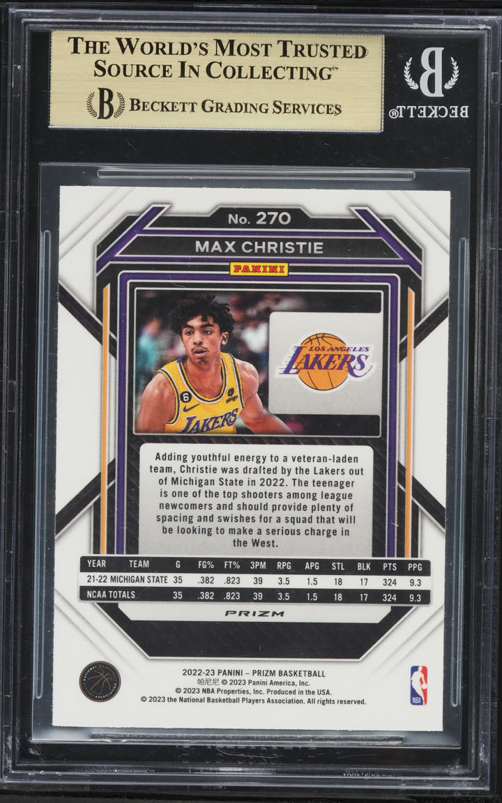 2022 Panini Prizm Red Sparkle Max Christie ROOKIE #270 BGS 9.5 GEM MINT