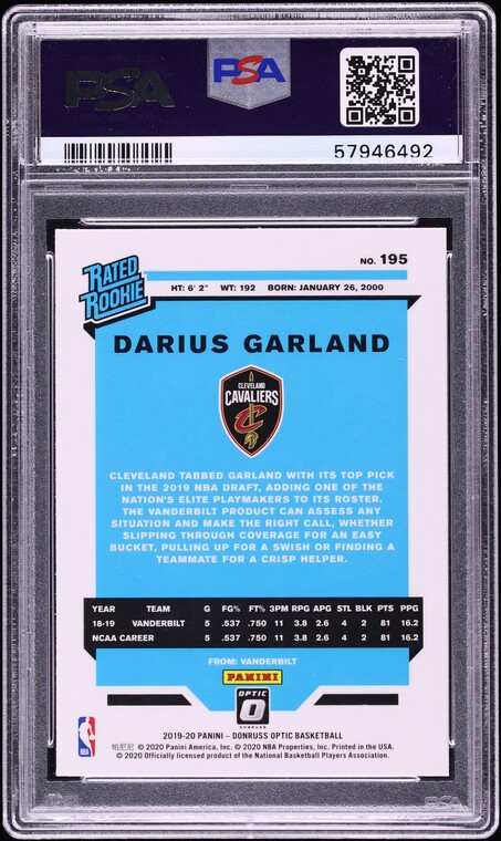 2019 Donruss Optic Darius Garland ROOKIE #195 PSA 9 MINT