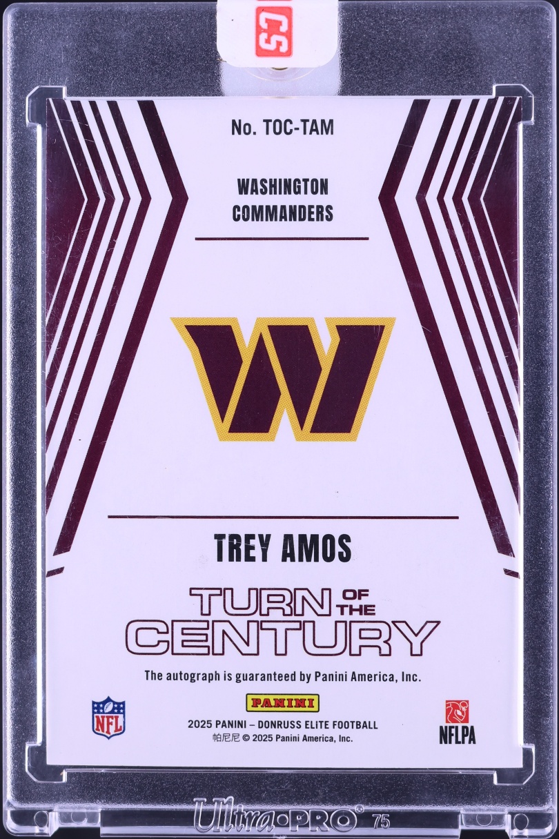 2025 Donruss Elite Turn Of The Century Black Gold FOTL Trey Amos ROOKIE AUTO /25 #TOC-TAM