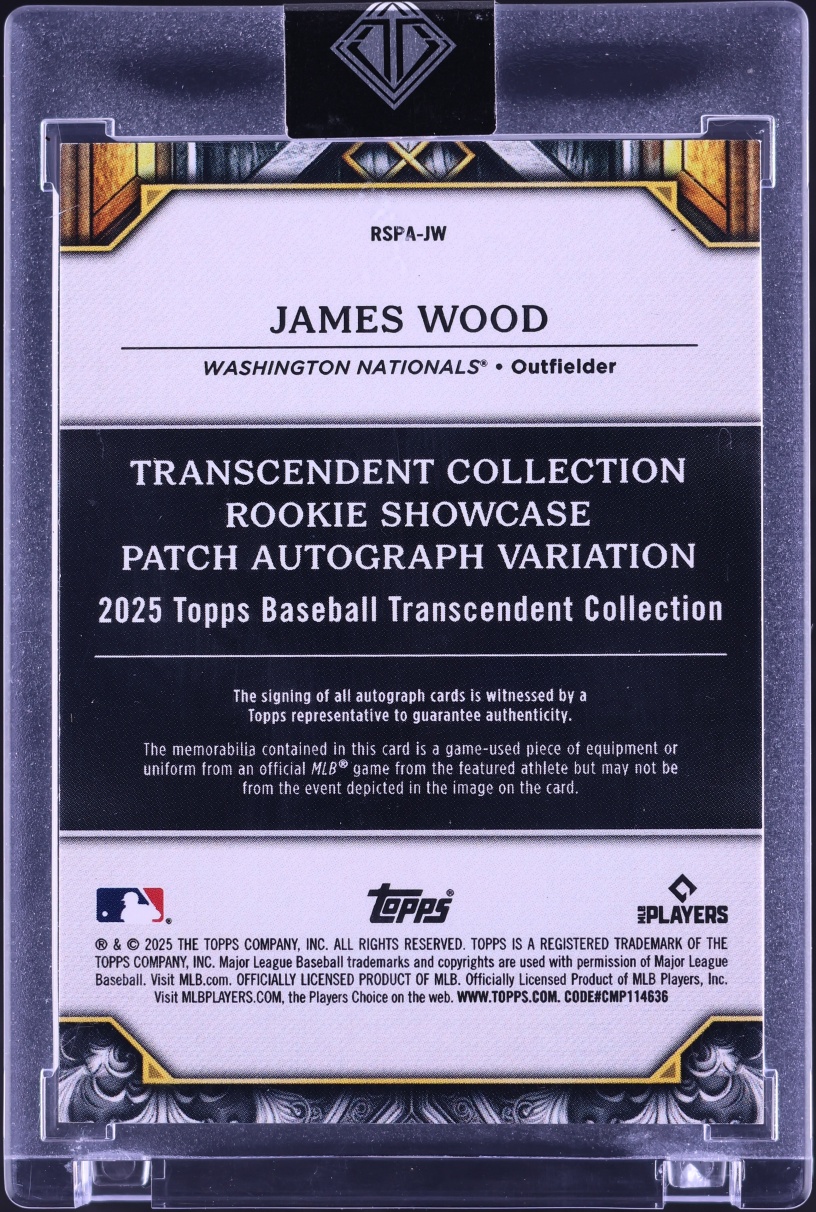 2025 Topps Transcendent Collection Showcase Blue James Wood ROOKIE PATCH AUTO 10/10 #RSPA-JW