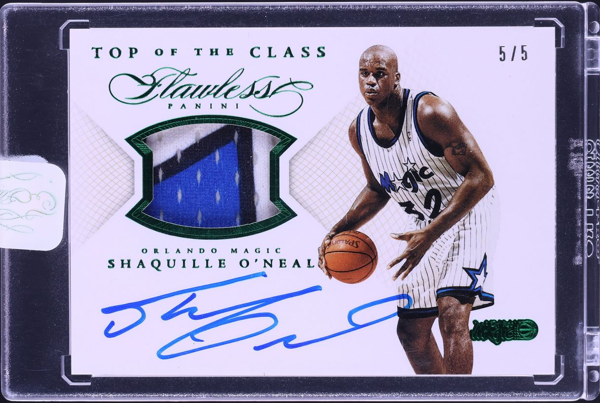 2014 Panini Flawless Top Of The Class Emerald Shaquille O'Neal PATCH AUTO 5/5 #TC-SO