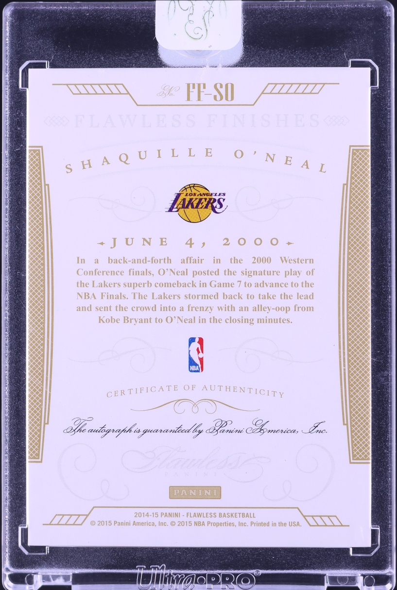 2014 Panini Flawless Finishes Shaquille O'Neal AUTO /20 #FF-SO