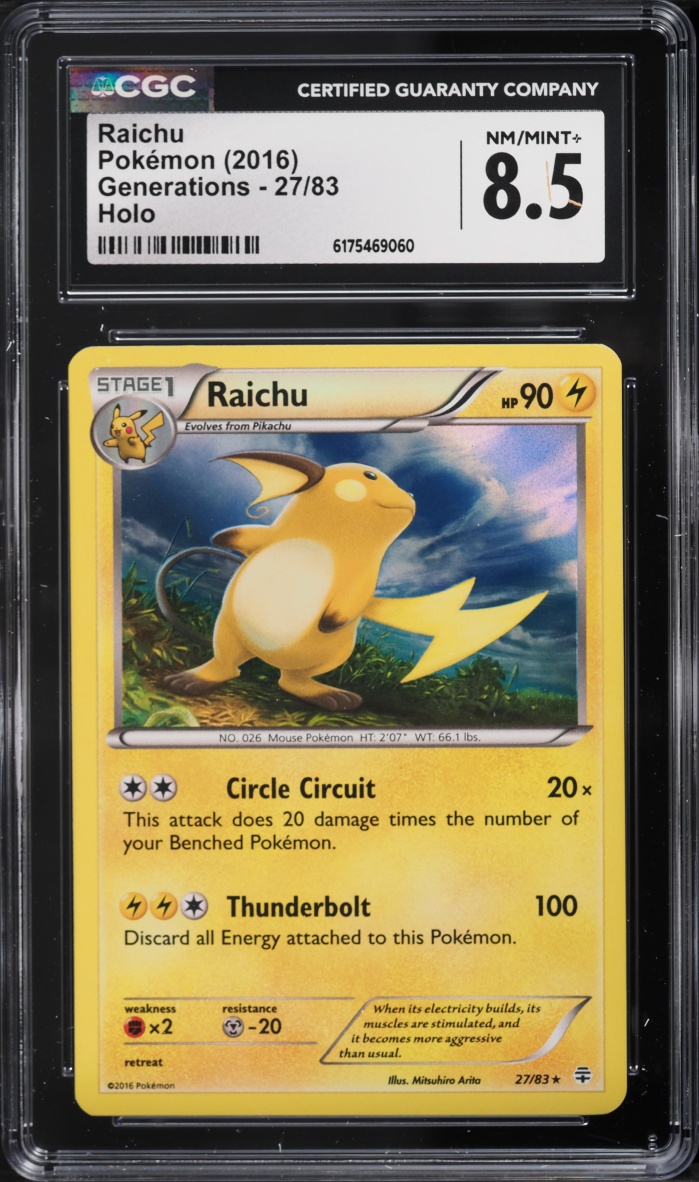 2016 Pokemon XY Generations Holo Raichu #27 CGC 8.5 NM-MT+