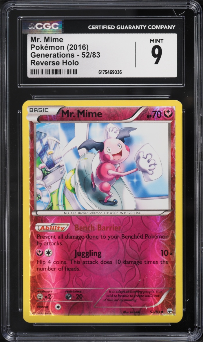 2016 Pokemon XY Generations Reverse Holo Mr. Mime #52 CGC 9 MINT