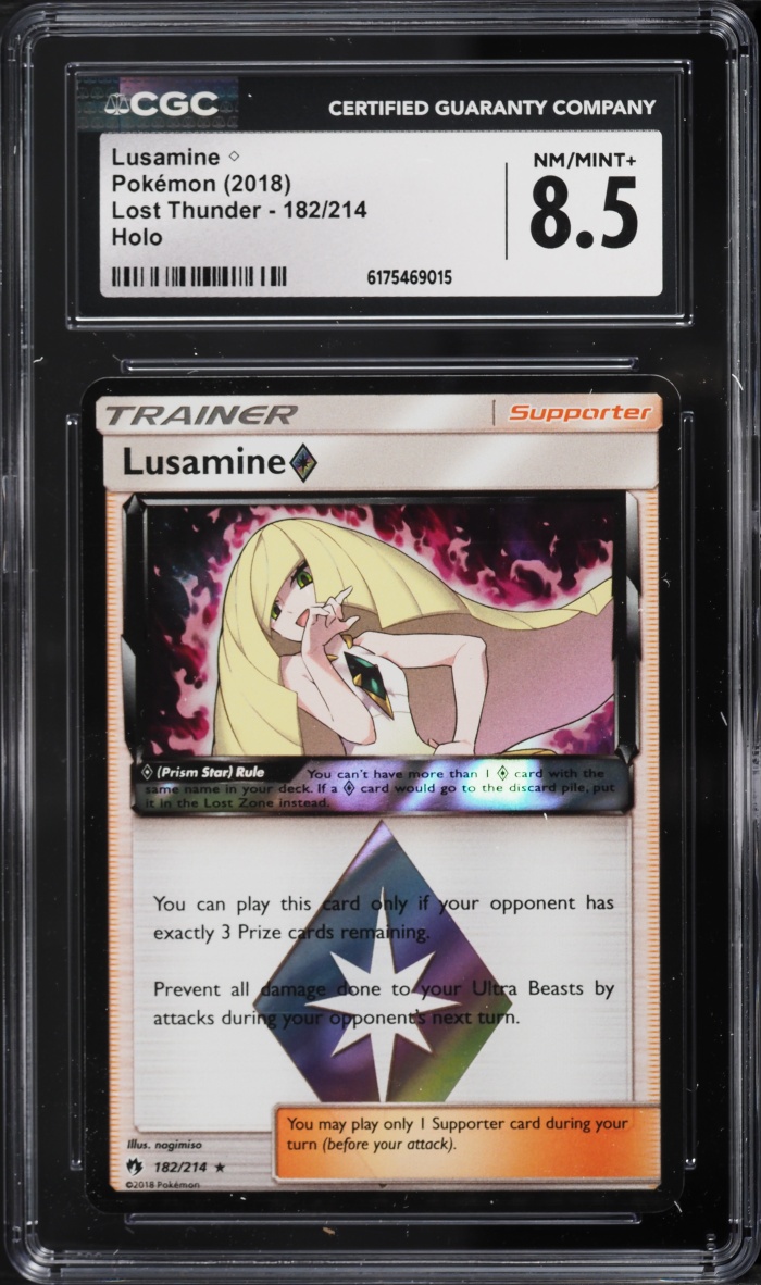 2018 Pokemon Sun & Moon Lost Thunder Holo Lusamine #182 CGC 8.5 NM-MT+