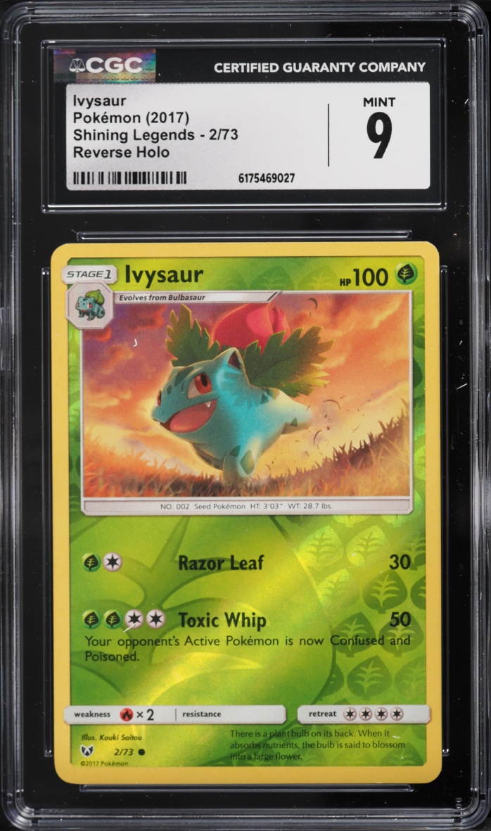 2017 Pokemon Sun & Moon Shining Legends Reverse Holo Ivysaur #2 CGC 9 MINT