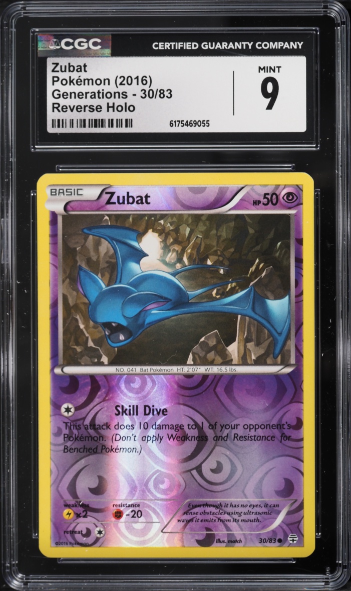 2016 Pokemon XY Generations Reverse Holo Zubat #30 CGC 9 MINT