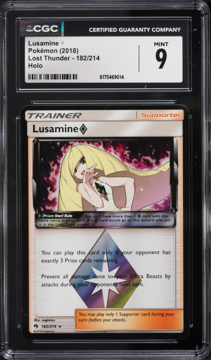 2018 Pokemon Sun & Moon Lost Thunder Holo Lusamine #182 CGC 9 MINT