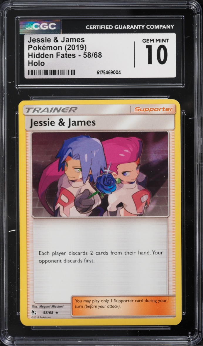2019 Pokemon Sun & Moon Hidden Fates Holo Jessie & James #58 CGC 10 GEM MINT