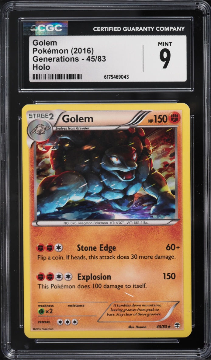 2016 Pokemon XY Generations Holo Golem #45 CGC 9 MINT
