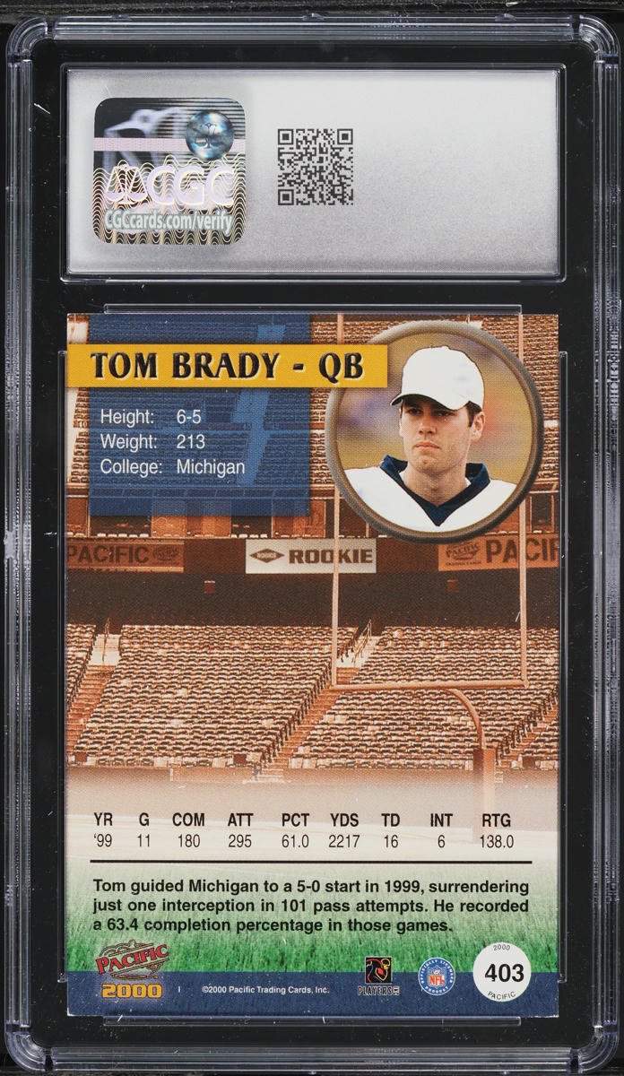 2000 Pacific Football Tom Brady ROOKIE #403 CGC 7 NRMT